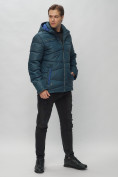 Купить Куртка спортивная мужская с капюшоном темно-синего цвета 62188TS, фото 4