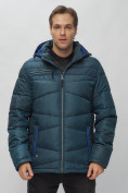 Купить Куртка спортивная мужская с капюшоном темно-синего цвета 62188TS, фото 8