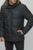 Купить Куртка спортивная мужская с капюшоном черного цвета 62190Ch, фото 11