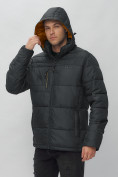 Купить Куртка спортивная мужская с капюшоном черного цвета 62190Ch, фото 8