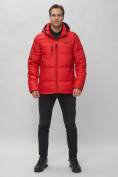 Купить Куртка спортивная мужская с капюшоном красного цвета 62190Kr