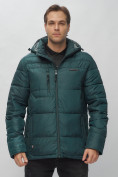 Купить Куртка спортивная мужская с капюшоном темно-зеленого цвета 62190TZ, фото 10