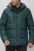 Купить Куртка спортивная мужская с капюшоном темно-зеленого цвета 62190TZ, фото 11