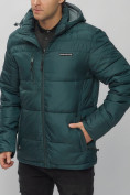 Купить Куртка спортивная мужская с капюшоном темно-зеленого цвета 62190TZ, фото 13