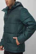 Купить Куртка спортивная мужская с капюшоном темно-зеленого цвета 62190TZ, фото 15