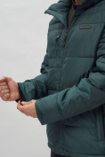 Купить Куртка спортивная мужская с капюшоном темно-зеленого цвета 62190TZ, фото 16