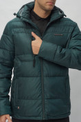 Купить Куртка спортивная мужская с капюшоном темно-зеленого цвета 62190TZ, фото 17