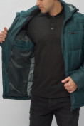 Купить Куртка спортивная мужская с капюшоном темно-зеленого цвета 62190TZ, фото 19