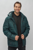 Купить Куртка спортивная мужская с капюшоном темно-зеленого цвета 62190TZ, фото 21