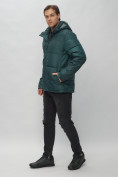 Купить Куртка спортивная мужская с капюшоном темно-зеленого цвета 62190TZ, фото 4