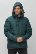 Купить Куртка спортивная мужская с капюшоном темно-зеленого цвета 62190TZ, фото 8