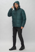 Купить Куртка спортивная мужская с капюшоном темно-зеленого цвета 62190TZ, фото 9