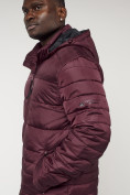 Купить Куртка спортивная мужская с капюшоном бордового цвета 62220Bo, фото 12