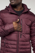 Купить Куртка спортивная мужская с капюшоном бордового цвета 62220Bo, фото 14