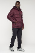 Купить Куртка спортивная мужская с капюшоном бордового цвета 62220Bo, фото 3