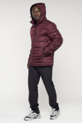 Купить Куртка спортивная мужская с капюшоном бордового цвета 62220Bo, фото 5
