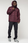 Купить Куртка спортивная мужская с капюшоном бордового цвета 62220Bo, фото 6