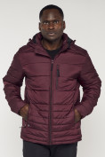 Купить Куртка спортивная мужская с капюшоном бордового цвета 62220Bo, фото 7