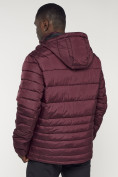Купить Куртка спортивная мужская с капюшоном бордового цвета 62220Bo, фото 8