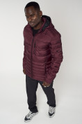 Купить Куртка спортивная мужская с капюшоном бордового цвета 62220Bo, фото 9