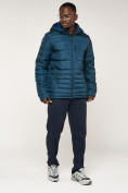 Купить Куртка спортивная мужская с капюшоном темно-синего цвета 62220TS, фото 2