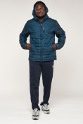 Купить Куртка спортивная мужская с капюшоном темно-синего цвета 62220TS, фото 3