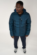 Купить Куртка спортивная мужская с капюшоном темно-синего цвета 62220TS, фото 7