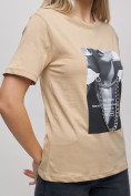 Купить Женские футболки с принтом бежевого цвета 65016B, фото 5