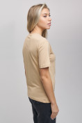 Купить Женские футболки с принтом бежевого цвета 65016B, фото 6