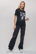 Купить Женские футболки с принтом черного цвета 65016Ch, фото 2