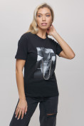 Купить Женские футболки с принтом черного цвета 65016Ch, фото 4