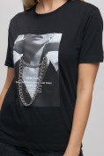 Купить Женские футболки с принтом черного цвета 65016Ch, фото 5