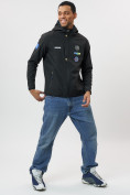 Купить Ветровка спортивная softshell мужская черного цвета 650Ch, фото 4