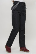 Купить Полукомбинезон брюки горнолыжные женские черного цвета 66215Ch, фото 7