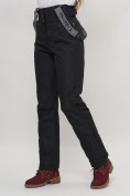 Купить Полукомбинезон брюки горнолыжные женские черного цвета 66215Ch, фото 8