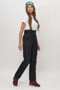Купить Полукомбинезон брюки горнолыжные женские черного цвета 66215Ch, фото 3