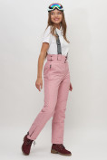 Купить Полукомбинезон брюки горнолыжные женские розового цвета 66215R, фото 3