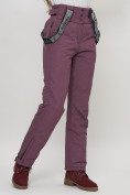 Купить Полукомбинезон брюки горнолыжные женские темно-фиолетового цвета 66215TF, фото 10
