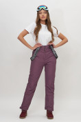 Купить Полукомбинезон брюки горнолыжные женские темно-фиолетового цвета 66215TF, фото 5