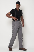 Купить Полукомбинезон брюки горнолыжные мужские серого цвета 66357Sr, фото 3