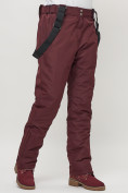 Купить Полукомбинезон брюки горнолыжные женские big size бордового цвета 66413Bo, фото 7