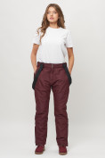 Купить Полукомбинезон брюки горнолыжные женские big size бордового цвета 66413Bo, фото 13