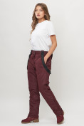 Купить Полукомбинезон брюки горнолыжные женские big size бордового цвета 66413Bo, фото 14