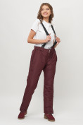 Купить Полукомбинезон брюки горнолыжные женские big size бордового цвета 66413Bo, фото 2