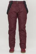Купить Полукомбинезон брюки горнолыжные женские big size бордового цвета 66413Bo, фото 5