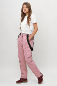Купить Полукомбинезон брюки горнолыжные женские big size розового цвета 66413R, фото 3
