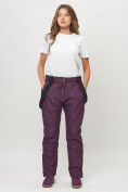 Купить Полукомбинезон брюки горнолыжные женские big size темно-фиолетового цвета 66413TF