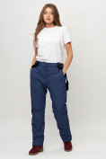 Купить Полукомбинезон брюки горнолыжные женские big size темно-синего цвета 66413TS, фото 12