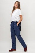 Купить Полукомбинезон брюки горнолыжные женские big size темно-синего цвета 66413TS, фото 14