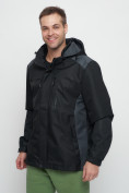 Купить Куртка спортивная мужская с капюшоном черного цвета 6652Ch, фото 12